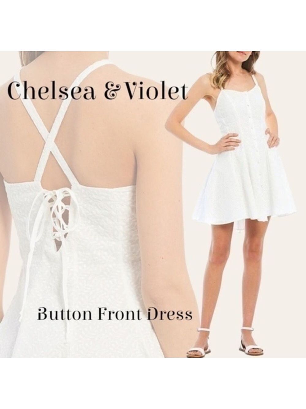 C&V CHELSEA & VIOLET Button Front Lace-up Back Fit & Flare Dress NWT/Lg (Jr’s)